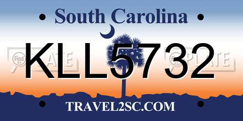 KLL5732 South Carolina License Plate
