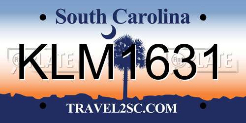 KLM1631 South Carolina License Plate
