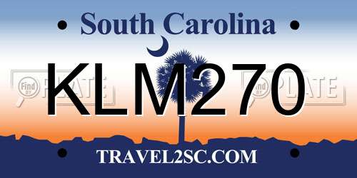 KLM270 South Carolina License Plate