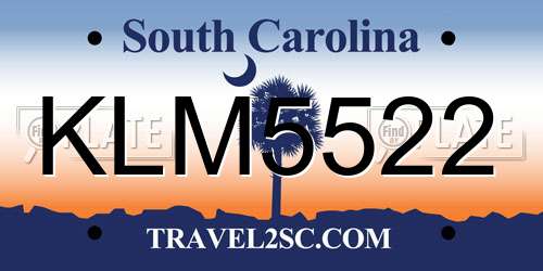 KLM5522 South Carolina License Plate