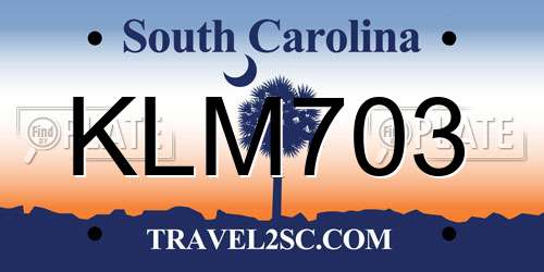 KLM703 South Carolina License Plate