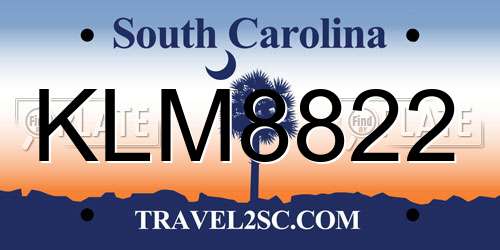 KLM8822 South Carolina License Plate