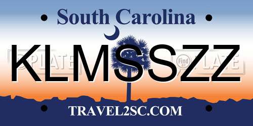 KLMSSZZ South Carolina License Plate