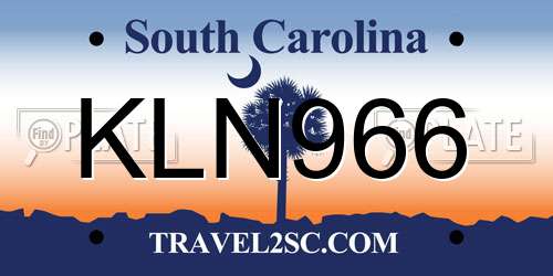 KLN966 South Carolina License Plate