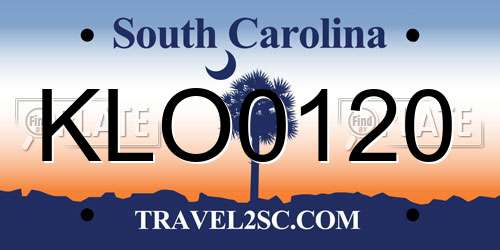 KLO0120 South Carolina License Plate