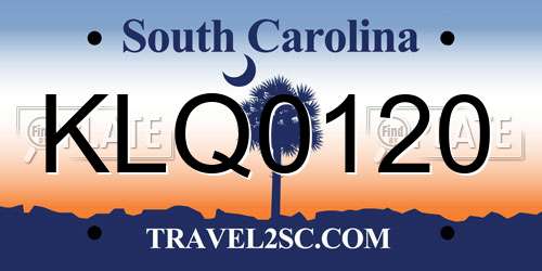 KLQ0120 South Carolina License Plate