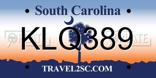 KLQ389 South Carolina License Plate