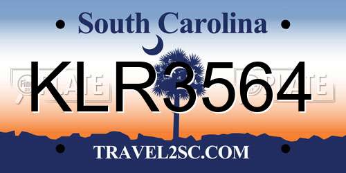 KLR3564 South Carolina License Plate
