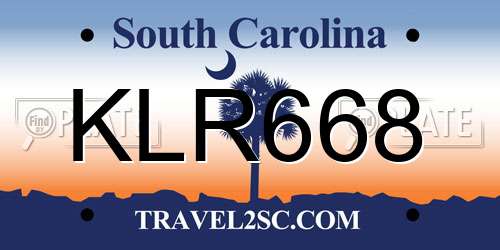KLR668 South Carolina License Plate