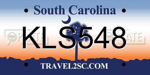 KLS548 South Carolina License Plate