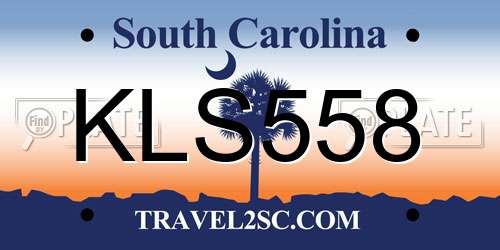 KLS558 South Carolina License Plate