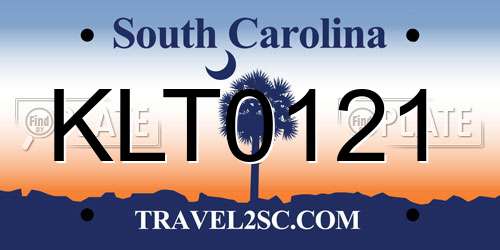 KLT0121 South Carolina License Plate