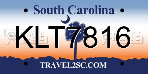 KLT7816 South Carolina License Plate