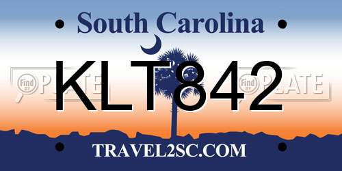 KLT842 South Carolina License Plate