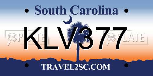 KLV377 South Carolina License Plate