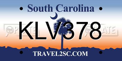 KLV378 South Carolina License Plate