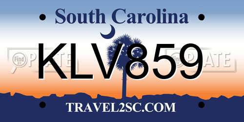 KLV859 South Carolina License Plate