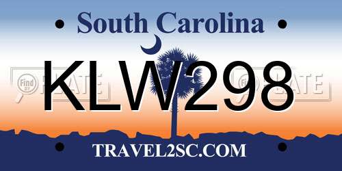 KLW298 South Carolina License Plate