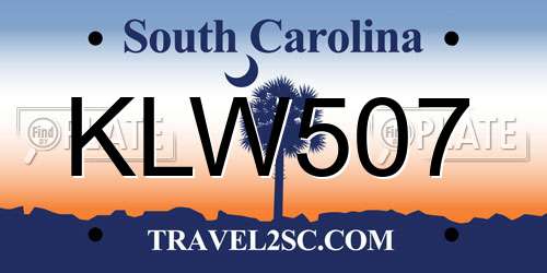 KLW507 South Carolina License Plate