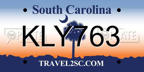 KLY763 South Carolina License Plate