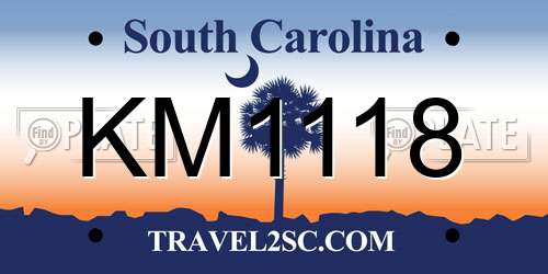 KM1118 South Carolina License Plate