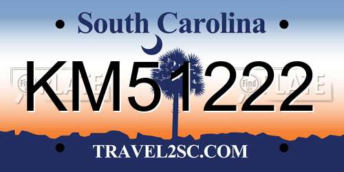 KM51222 South Carolina License Plate