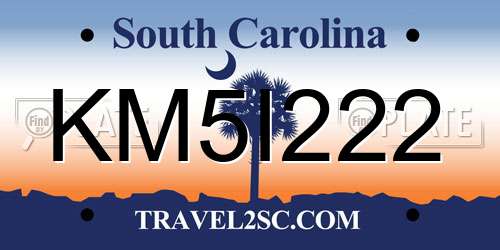 KM5I222 South Carolina License Plate