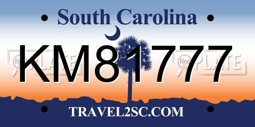 KM81777 South Carolina License Plate