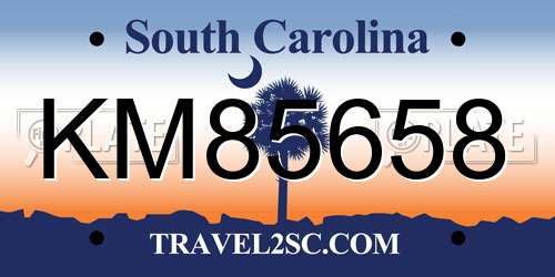 KM85658 South Carolina License Plate