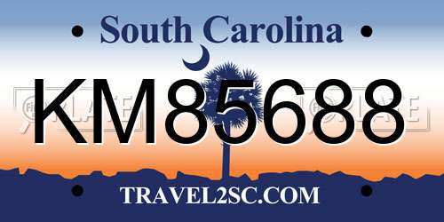 KM85688 South Carolina License Plate