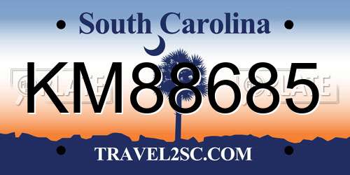 KM88685 South Carolina License Plate