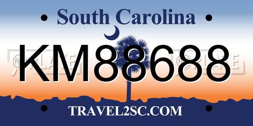 KM88688 South Carolina License Plate