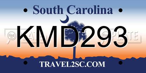 KMD293 South Carolina License Plate
