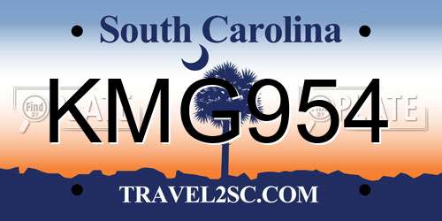 KMG954 South Carolina License Plate