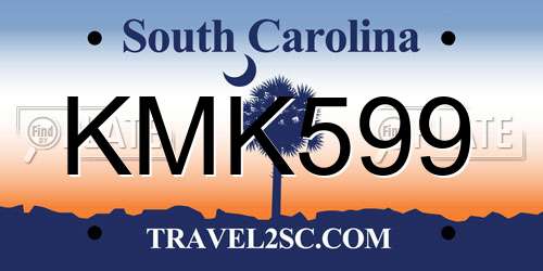 KMK599 South Carolina License Plate