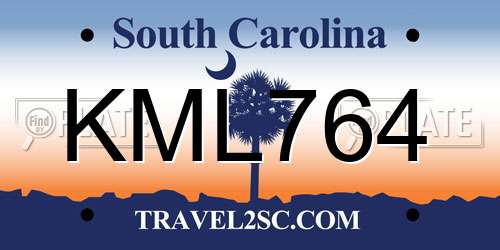 KML764 South Carolina License Plate