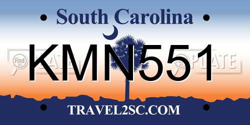 KMN551 South Carolina License Plate