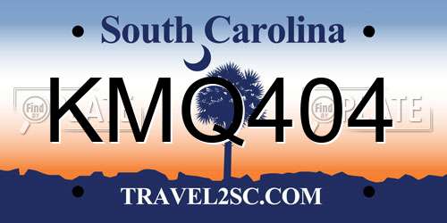 KMQ404 South Carolina License Plate