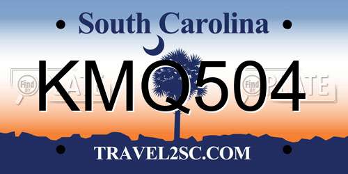 KMQ504 South Carolina License Plate