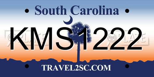 KMS1222 South Carolina License Plate