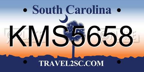 KMS5658 South Carolina License Plate