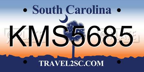 KMS5685 South Carolina License Plate