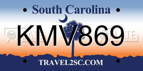 KMV869 South Carolina License Plate