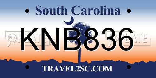 KNB836 South Carolina License Plate