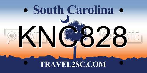 KNC828 South Carolina License Plate