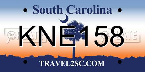 KNE158 South Carolina License Plate