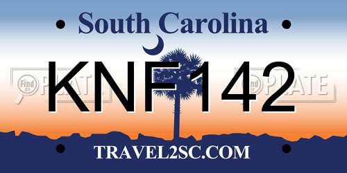 KNF142 South Carolina License Plate
