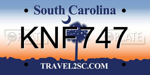 KNF747 South Carolina License Plate