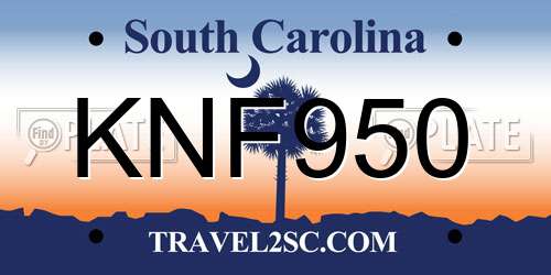 KNF950 South Carolina License Plate
