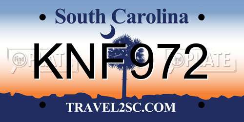 KNF972 South Carolina License Plate